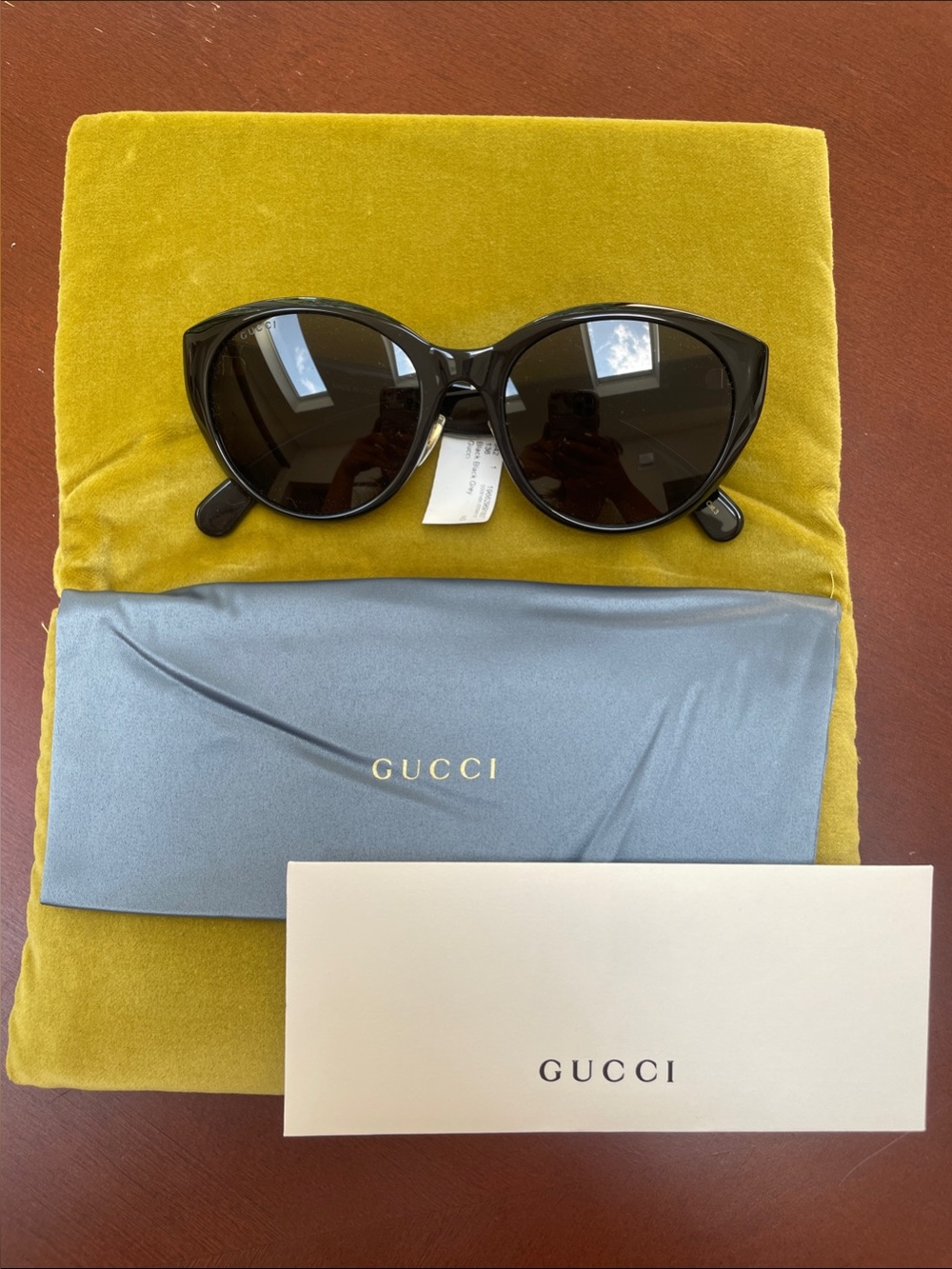 Gucci Women’s Black Cat-Eye Sunglasses with Branded Case